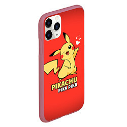 Чехол iPhone 11 Pro матовый Pikachu Pika Pika, цвет: 3D-малиновый — фото 2