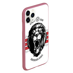 Чехол iPhone 11 Pro матовый Киргизия - суровый лев, цвет: 3D-малиновый — фото 2
