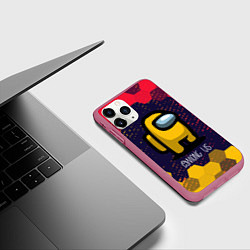 Чехол iPhone 11 Pro матовый AMONG US АМОНГ АС, цвет: 3D-малиновый — фото 2