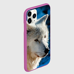 Чехол iPhone 11 Pro матовый Волк на черном фоне, цвет: 3D-фиолетовый — фото 2