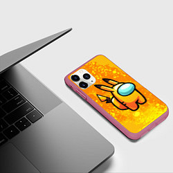 Чехол iPhone 11 Pro матовый AMONG US - Pikachu, цвет: 3D-малиновый — фото 2