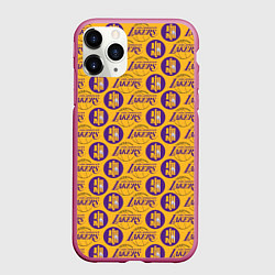 Чехол iPhone 11 Pro матовый LA LAKERS, цвет: 3D-малиновый
