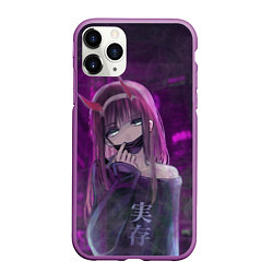 Чехол iPhone 11 Pro матовый Zero Two in mask, цвет: 3D-фиолетовый