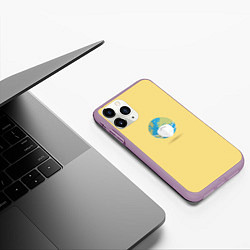 Чехол iPhone 11 Pro матовый Земля в маске, цвет: 3D-сиреневый — фото 2