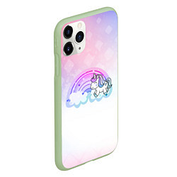 Чехол iPhone 11 Pro матовый Единорог, цвет: 3D-салатовый — фото 2