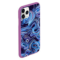 Чехол iPhone 11 Pro матовый Синие линии, цвет: 3D-фиолетовый — фото 2