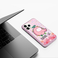 Чехол iPhone 11 Pro матовый Among Us girl, цвет: 3D-розовый — фото 2