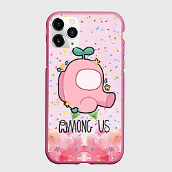 Чехол iPhone 11 Pro матовый Among Us girl, цвет: 3D-малиновый