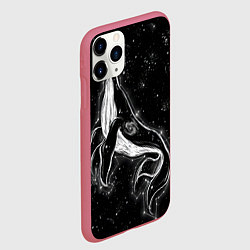 Чехол iPhone 11 Pro матовый Космический Кит, цвет: 3D-малиновый — фото 2