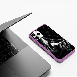 Чехол iPhone 11 Pro матовый Космический Кит, цвет: 3D-фиолетовый — фото 2