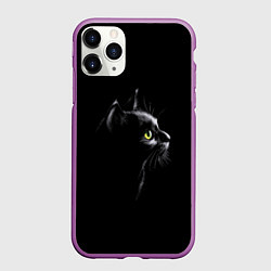 Чехол iPhone 11 Pro матовый Кошка, цвет: 3D-фиолетовый