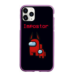 Чехол iPhone 11 Pro матовый Among us Impostor, цвет: 3D-фиолетовый