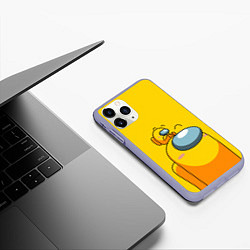 Чехол iPhone 11 Pro матовый AMONG US YELLOW, цвет: 3D-светло-сиреневый — фото 2