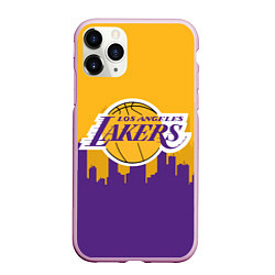 Чехол iPhone 11 Pro матовый LOS ANGELES LAKERS, цвет: 3D-розовый