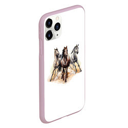 Чехол iPhone 11 Pro матовый Лошади, цвет: 3D-розовый — фото 2