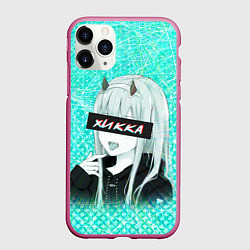 Чехол iPhone 11 Pro матовый Zero Two Хикка, цвет: 3D-малиновый