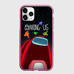 Чехол iPhone 11 Pro матовый AMONG US, цвет: 3D-малиновый