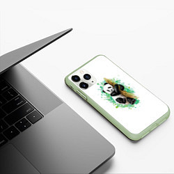 Чехол iPhone 11 Pro матовый Панда, цвет: 3D-салатовый — фото 2