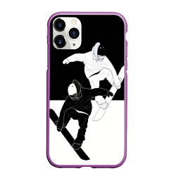 Чехол iPhone 11 Pro матовый Сноубордисты, цвет: 3D-фиолетовый