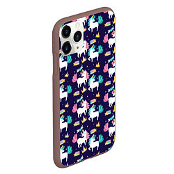 Чехол iPhone 11 Pro матовый Unicorn pattern, цвет: 3D-коричневый — фото 2