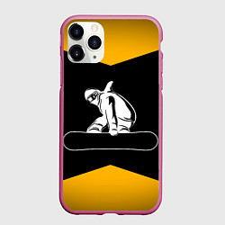 Чехол iPhone 11 Pro матовый Сноубордист, цвет: 3D-малиновый