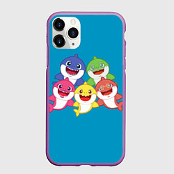 Чехол iPhone 11 Pro матовый Baby Shark, цвет: 3D-фиолетовый