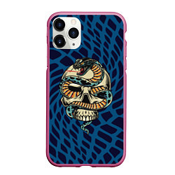 Чехол iPhone 11 Pro матовый Snake&Skull, цвет: 3D-малиновый