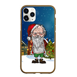 Чехол iPhone 11 Pro матовый Уставший Санта, цвет: 3D-коричневый