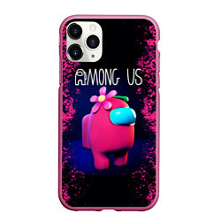 Чехол iPhone 11 Pro матовый AMONG US, цвет: 3D-малиновый