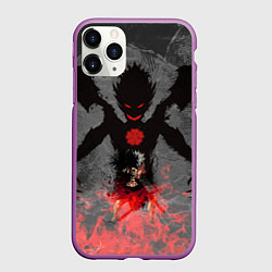 Чехол iPhone 11 Pro матовый Черный клевер, цвет: 3D-фиолетовый