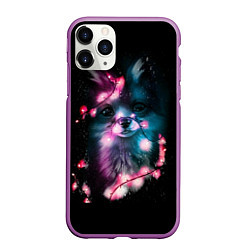 Чехол iPhone 11 Pro матовый Лиса с гирляндой, цвет: 3D-фиолетовый