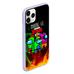 Чехол iPhone 11 Pro матовый Among Us Brawl StarS, цвет: 3D-светло-сиреневый — фото 2