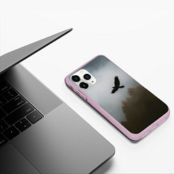 Чехол iPhone 11 Pro матовый Орёл над лесом, цвет: 3D-розовый — фото 2