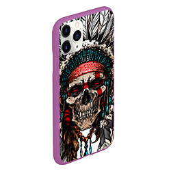 Чехол iPhone 11 Pro матовый Череп индейца, цвет: 3D-фиолетовый — фото 2