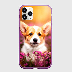 Чехол iPhone 11 Pro матовый Вельш-корги, цвет: 3D-фиолетовый