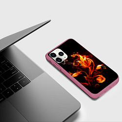 Чехол iPhone 11 Pro матовый Огненный цветок, цвет: 3D-малиновый — фото 2