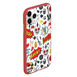 Чехол iPhone 11 Pro матовый Я ЛЮБЛЮ РОК, цвет: 3D-красный — фото 2