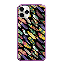 Чехол iPhone 11 Pro матовый Feathers, цвет: 3D-фиолетовый