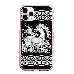 Чехол iPhone 11 Pro матовый Рингерике олень белый 3D, цвет: 3D-розовый