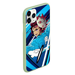 Чехол iPhone 11 Pro матовый Клинок рассекающий демонов, цвет: 3D-салатовый — фото 2