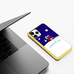 Чехол iPhone 11 Pro матовый Зимний AMONG US, цвет: 3D-желтый — фото 2