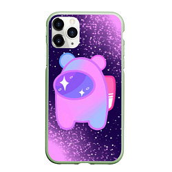 Чехол iPhone 11 Pro матовый AMONG US - SPACE, цвет: 3D-салатовый