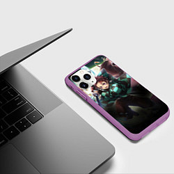 Чехол iPhone 11 Pro матовый КЛИНОК РАССЕКАЮЩИЙ ДЕМОНОВ, цвет: 3D-фиолетовый — фото 2