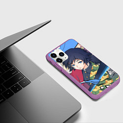 Чехол iPhone 11 Pro матовый ГИЮ ТОМИОКА ФРЕСКА, цвет: 3D-фиолетовый — фото 2