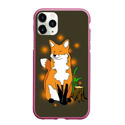 Чехол iPhone 11 Pro матовый Лиса в лесу, цвет: 3D-малиновый