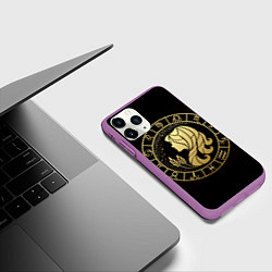Чехол iPhone 11 Pro матовый Дева в золотом стиле, цвет: 3D-фиолетовый — фото 2