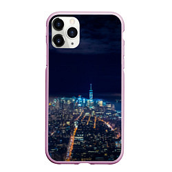 Чехол iPhone 11 Pro матовый Ночной город, цвет: 3D-розовый