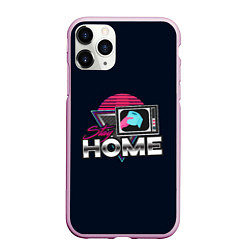 Чехол iPhone 11 Pro матовый Stay Home, цвет: 3D-розовый