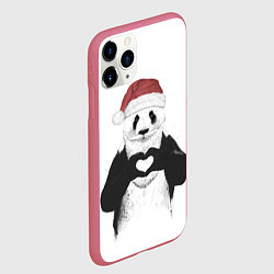Чехол iPhone 11 Pro матовый Панда Клаус, цвет: 3D-малиновый — фото 2