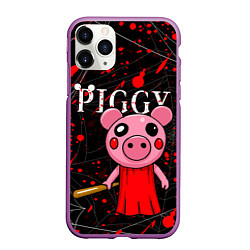 Чехол iPhone 11 Pro матовый ROBLOX PIGGY, цвет: 3D-фиолетовый